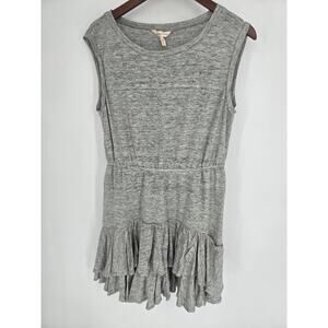 Rebecca Taylor Gray Linen Jersey Tiered Ruffle Dress FLAWED Women's L